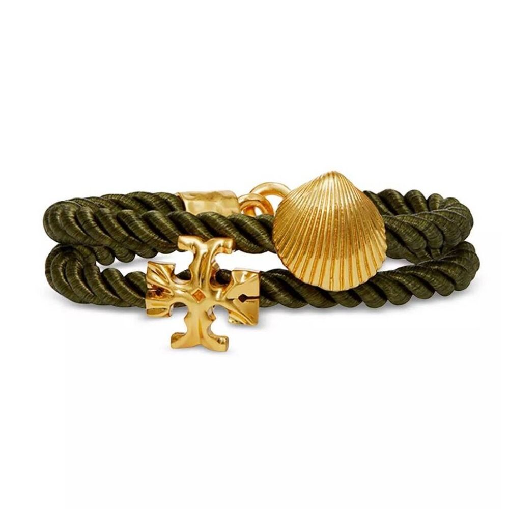 TORY BURCH Shell Double T Logo Rope Bracelet